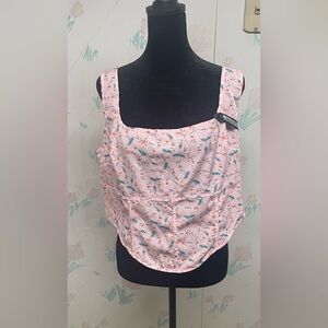 Pink Floral Women's Corset Top